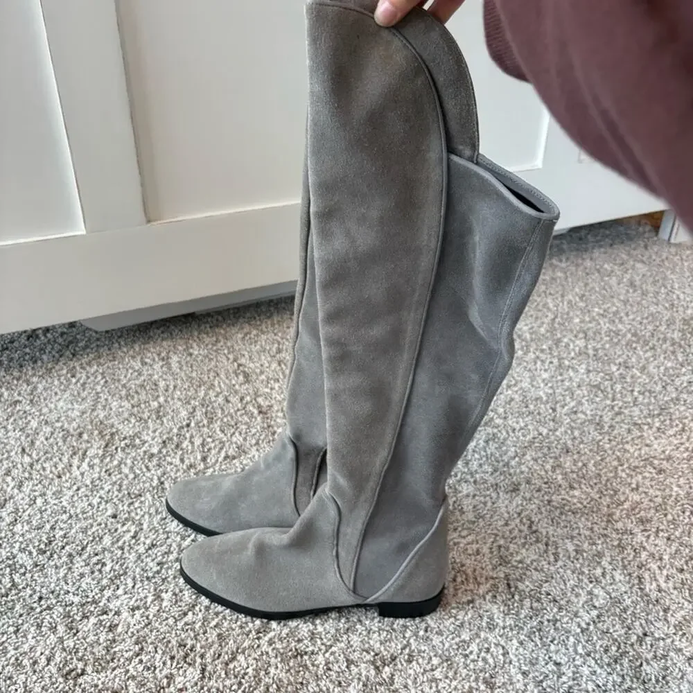 Joe Sanchez Women's Suede Over-The-Knee Boots in Gray Size 39 (8.5)